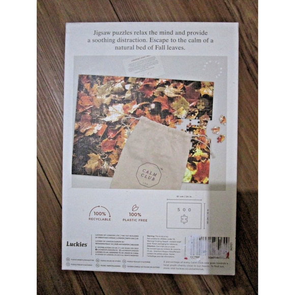 Luckies of London CALM CLUB Peace By Piece Fall Leaves Jigsaw Puzzle 500 Pieces - Picture 4 of 8